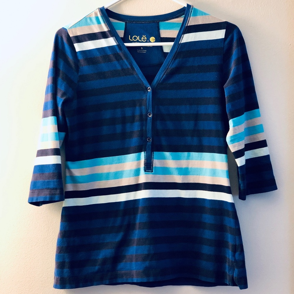 Lole organic cotton 3/4sleeve top blue size S